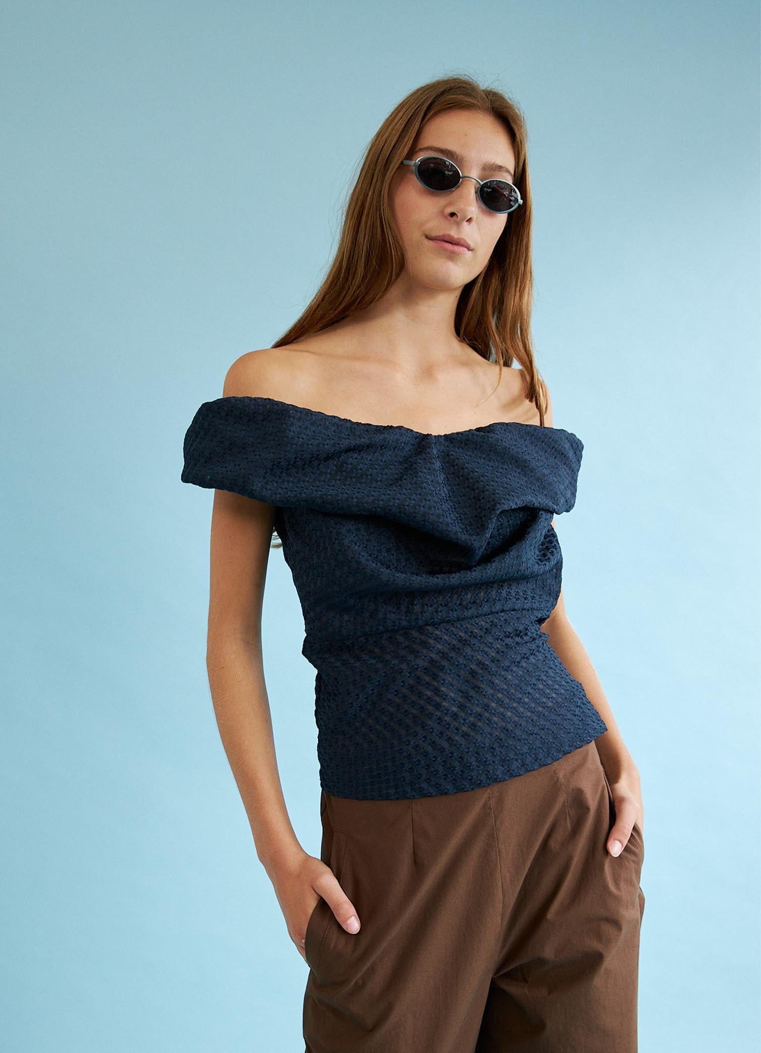 Stay Up Late Top - Navy Basketweave