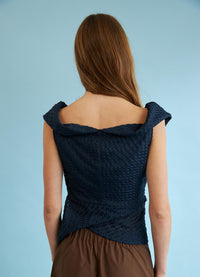 Stay Up Late Top - Navy Basketweave