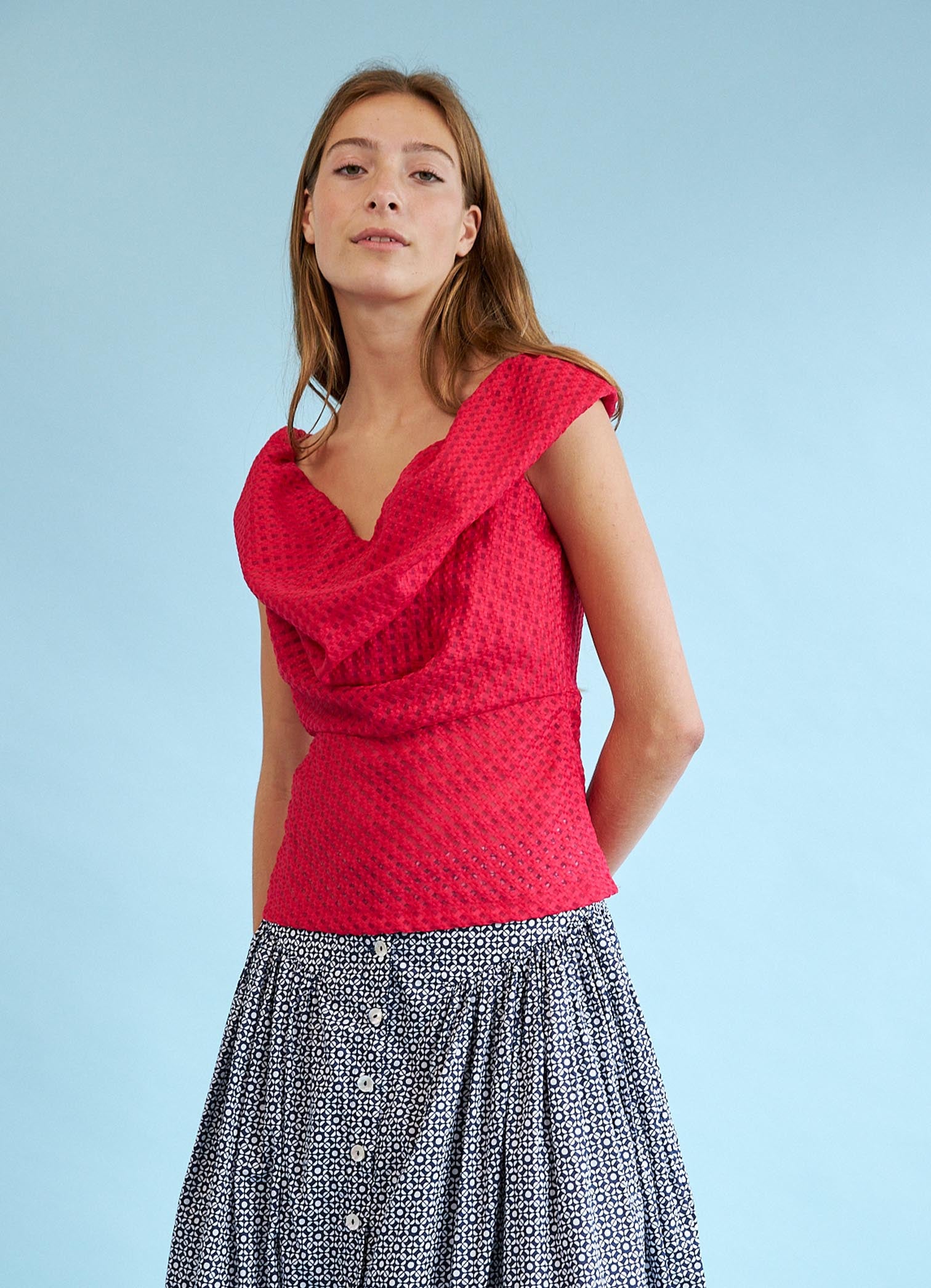 Stay Up Late Top - Raspberry Basketweave