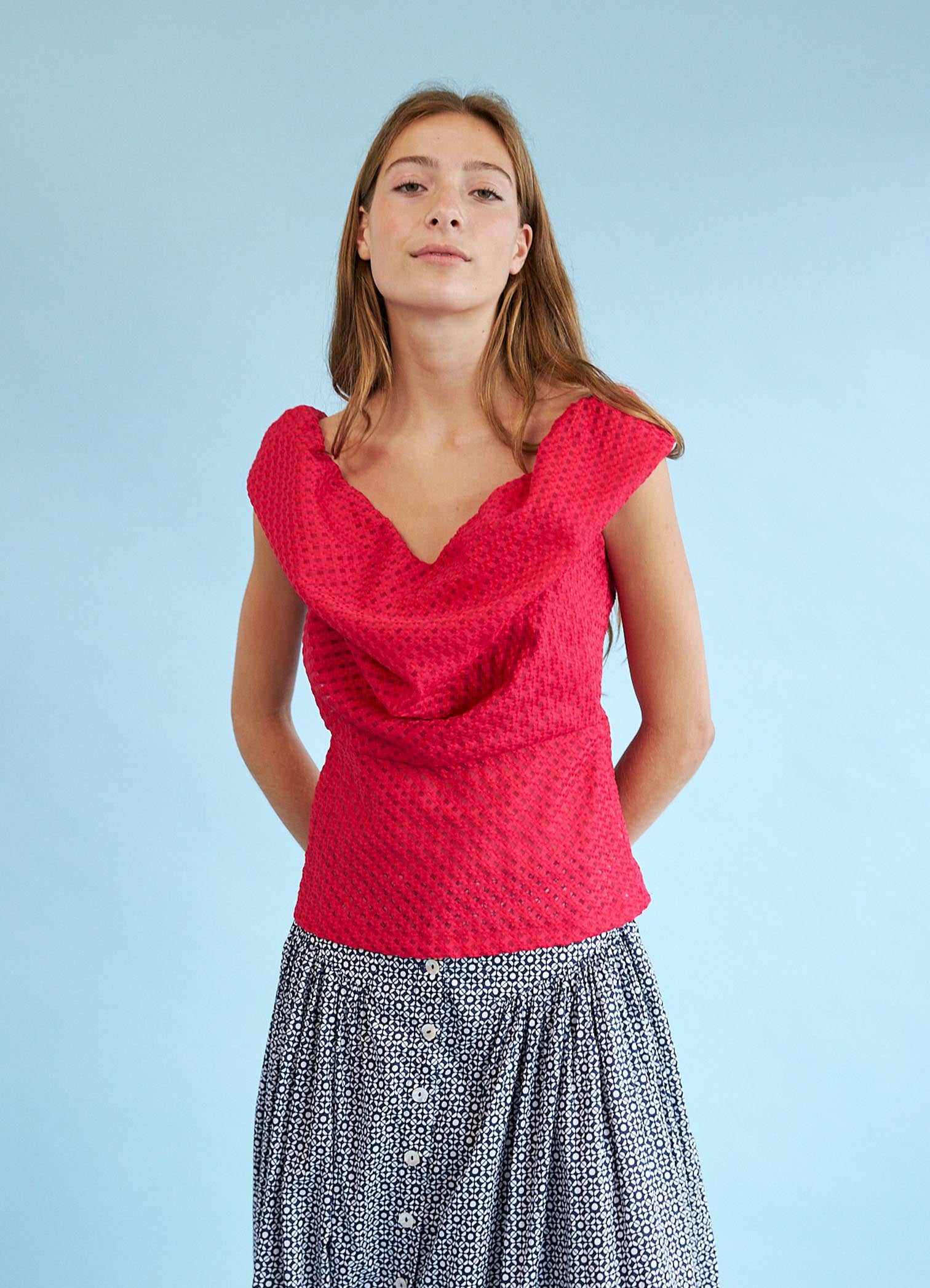 Stay Up Late Top - Raspberry Basketweave