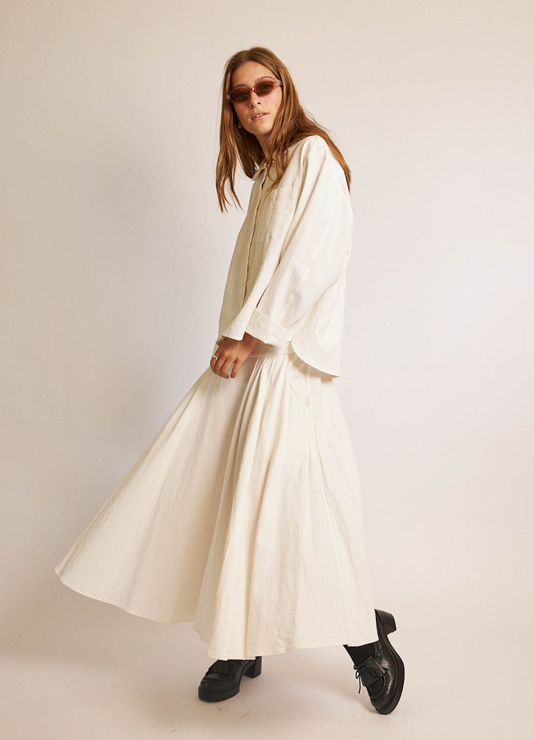 Some People Say Skirt - Textured White Cotton