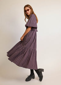 Walk in the Dark Dress - Purple Check Cotton