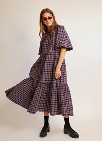 Walk in the Dark Dress - Purple Check Cotton