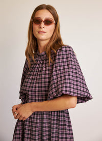 Walk in the Dark Dress - Purple Check Cotton