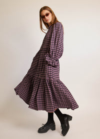 Walk in the Dark Dress - Purple Check Cotton