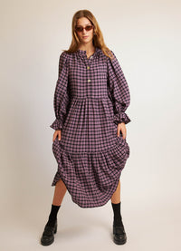 Walk in the Dark Dress - Purple Check Cotton