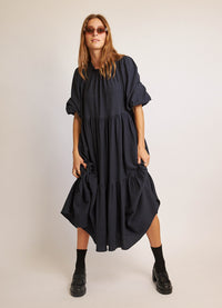 Walk in the Dark Dress - Navy Cotton Cashmere