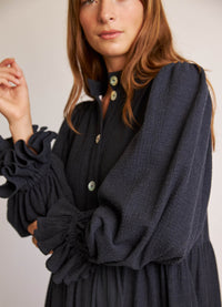 Walk in the Dark Dress - Navy Cotton Cashmere