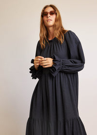 Walk in the Dark Dress - Navy Cotton Cashmere