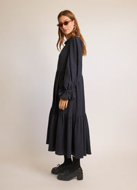 Walk in the Dark Dress - Navy Cotton Cashmere