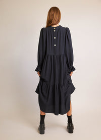 Walk in the Dark Dress - Navy Cotton Cashmere