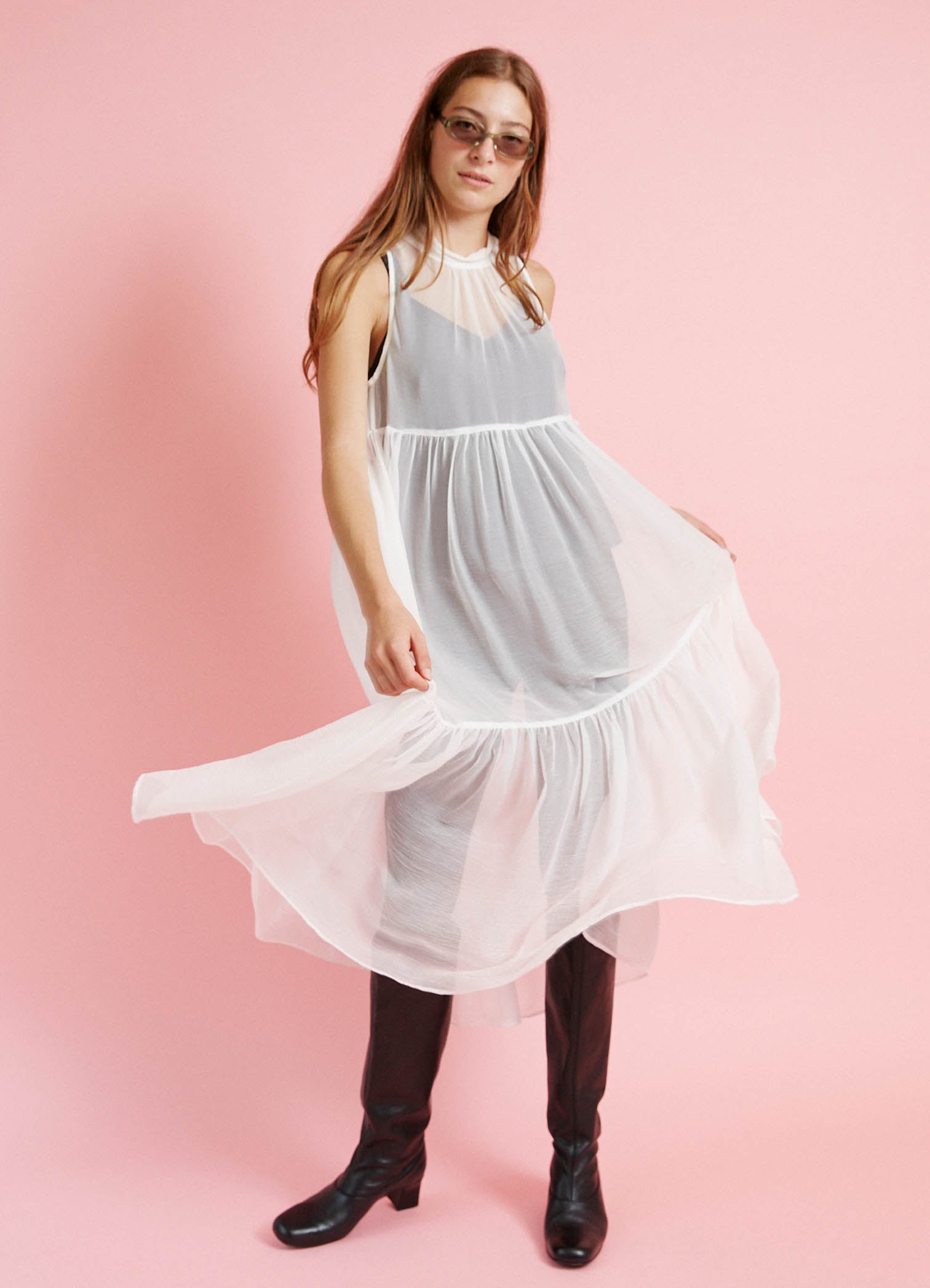 And She Was Dress - White Silk Organza