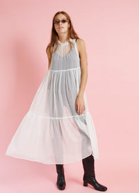 And She Was Dress - White Silk Organza