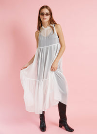 And She Was Dress - White Silk Organza