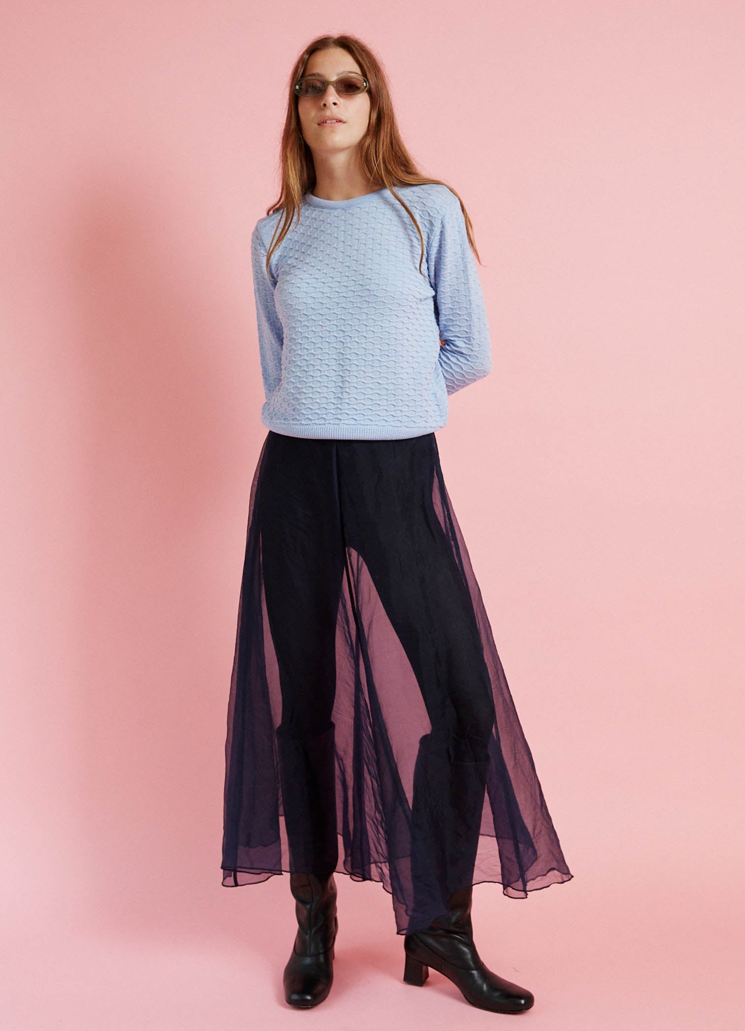 Beautiful Dream Skirt - Navy Silk Organza LAST ONE