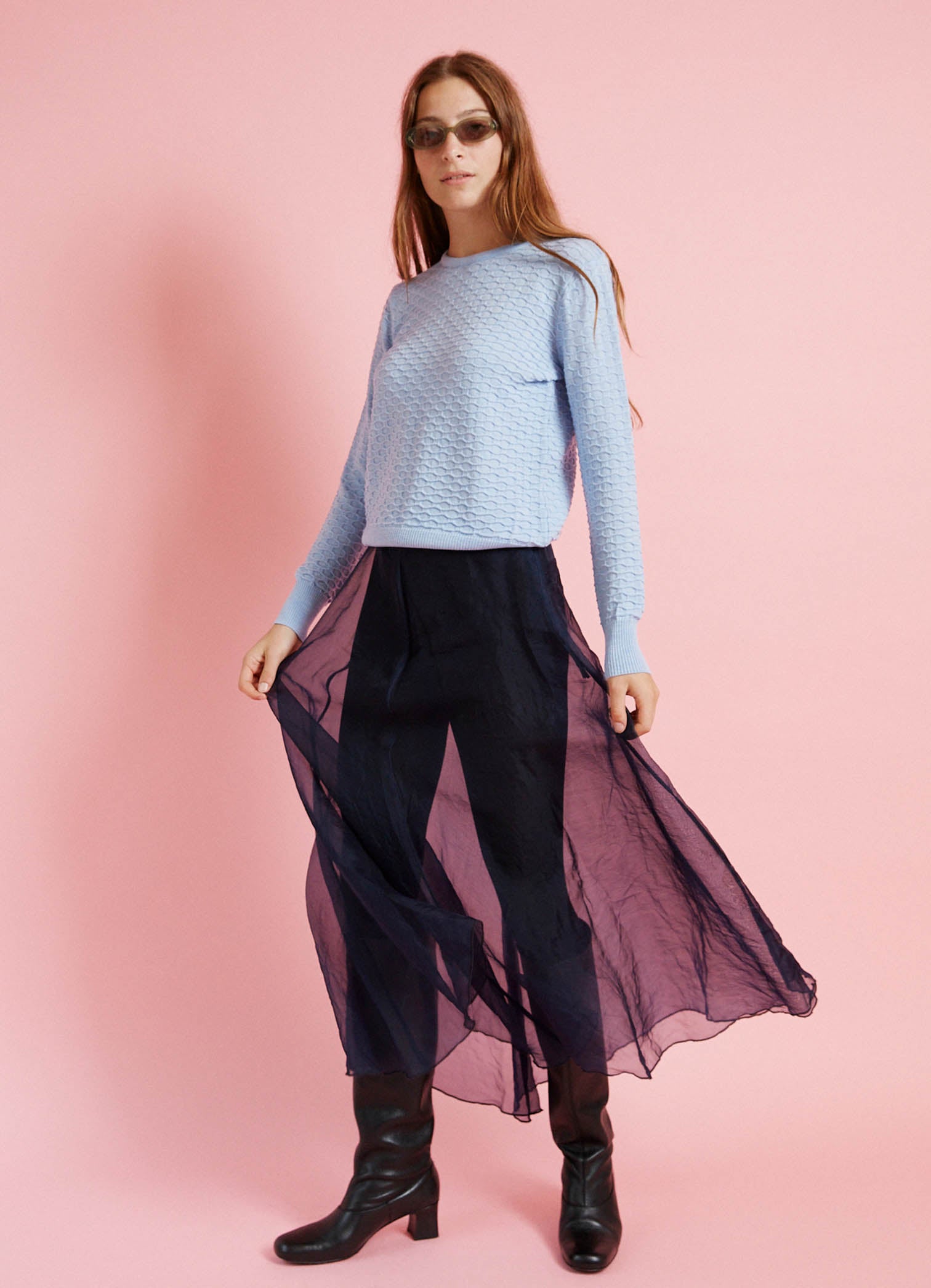 Beautiful Dream Skirt - Navy Silk Organza LAST ONE