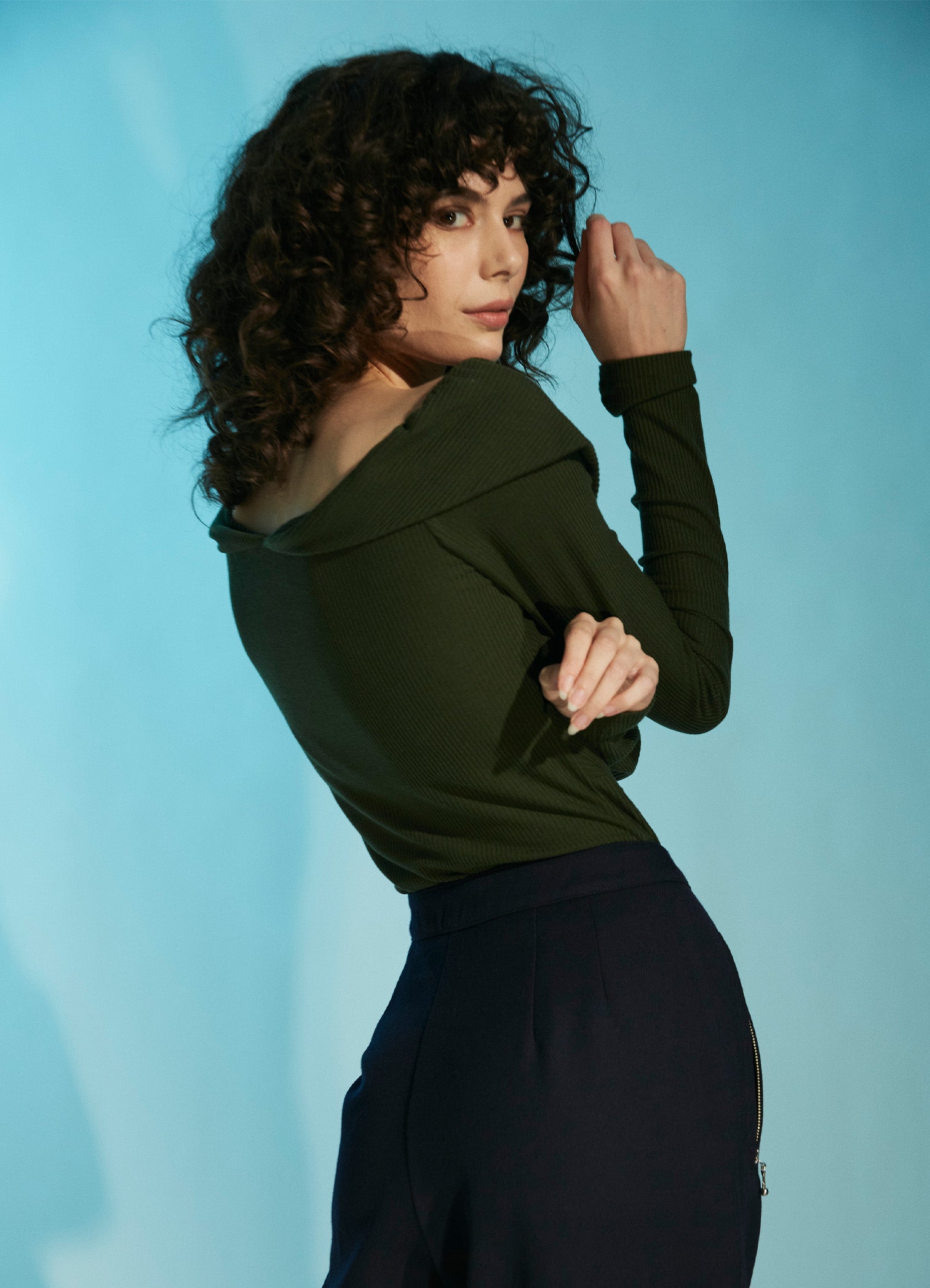 Come Into View Top - Olive Rib