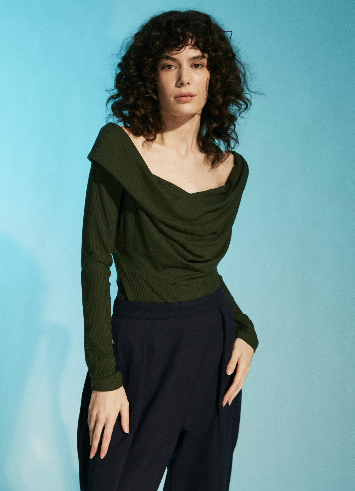 Come Into View Top - Olive Rib