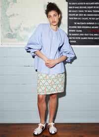 Love For Sale Skirt - Orange French Woven Cotton Jacquard